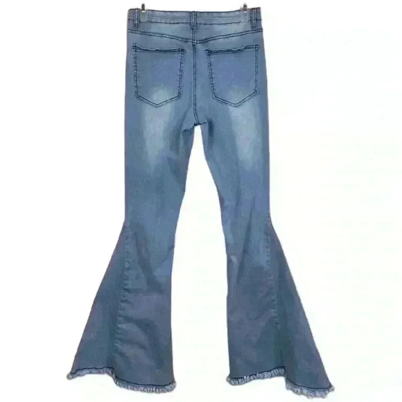 Altar'd State Tennley Flare Raw Hem Bell Bottom Jeans Womens size L - Picture 2 of 7